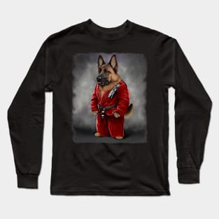 German Shepherd Dog Judo Karate Master in Red Judo Long Sleeve T-Shirt